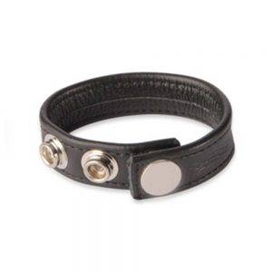 3 Snap Leather Cock Ring - Black BONERRINGS Leather -