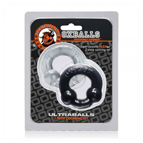 [TPR] Ultraballs 2-Pack Cockring Black + Clear BONERRINGS TPE | TPR Oxballs